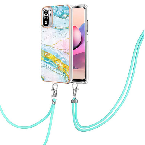 Silicone Candy Rubber Gel Fashionable Pattern Soft Case Cover with Lanyard Strap Y05B for Xiaomi Redmi Note 11 SE India 4G Colorful