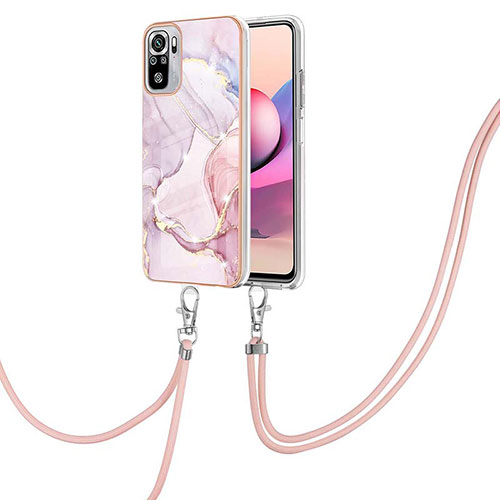 Silicone Candy Rubber Gel Fashionable Pattern Soft Case Cover with Lanyard Strap Y05B for Xiaomi Redmi Note 11 SE India 4G Pink