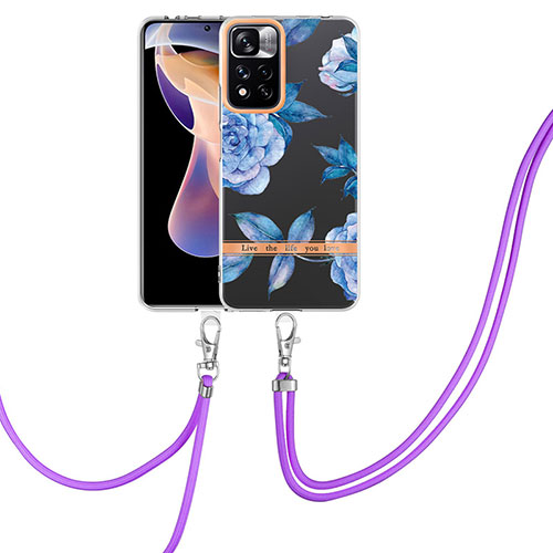Silicone Candy Rubber Gel Fashionable Pattern Soft Case Cover with Lanyard Strap Y06B for Xiaomi Mi 11i 5G (2022) Blue
