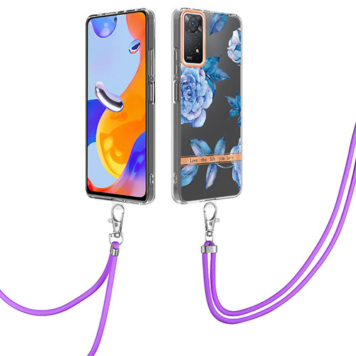 Silicone Candy Rubber Gel Fashionable Pattern Soft Case Cover with Lanyard Strap Y06B for Xiaomi Redmi Note 12 Pro 4G Blue