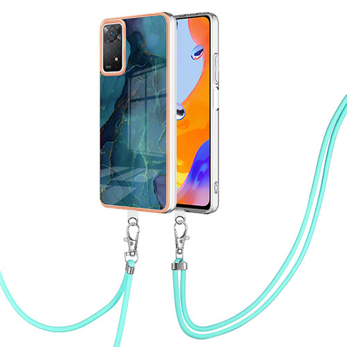 Silicone Candy Rubber Gel Fashionable Pattern Soft Case Cover with Lanyard Strap YB1 for Xiaomi Redmi Note 11 Pro 4G Green