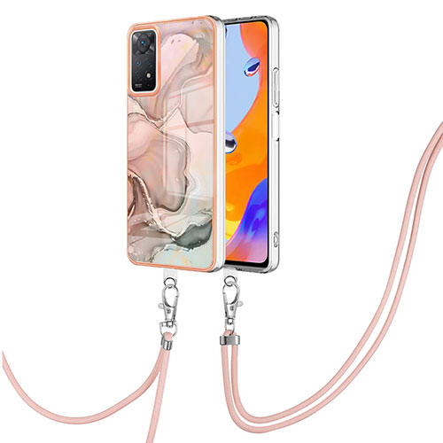 Silicone Candy Rubber Gel Fashionable Pattern Soft Case Cover with Lanyard Strap YB1 for Xiaomi Redmi Note 11 Pro 5G Pink
