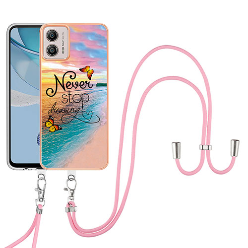 Silicone Candy Rubber Gel Fashionable Pattern Soft Case Cover with Lanyard Strap YB3 for Motorola Moto G53 5G Mixed