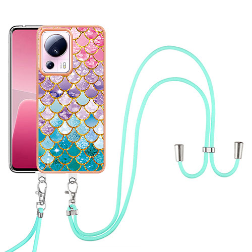 Silicone Candy Rubber Gel Fashionable Pattern Soft Case Cover with Lanyard Strap YB3 for Xiaomi Civi 2 5G Colorful