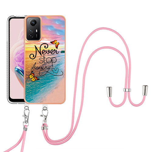 Silicone Candy Rubber Gel Fashionable Pattern Soft Case Cover with Lanyard Strap YB3 for Xiaomi Redmi Note 12S Mixed