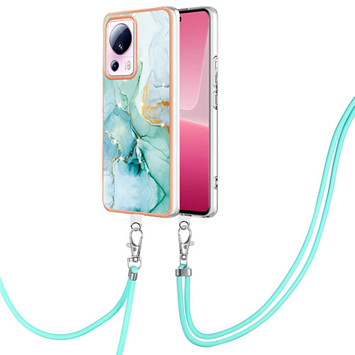 Silicone Candy Rubber Gel Fashionable Pattern Soft Case Cover with Lanyard Strap YB5 for Xiaomi Civi 2 5G Green