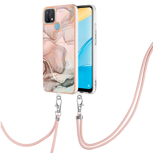 Silicone Candy Rubber Gel Fashionable Pattern Soft Case Cover with Lanyard Strap YB7 for Oppo A15 Mixed