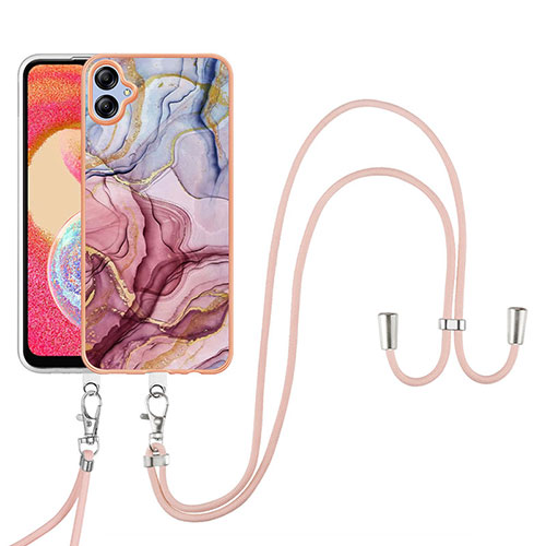 Silicone Candy Rubber Gel Fashionable Pattern Soft Case Cover with Lanyard Strap YB7 for Samsung Galaxy A04E Mixed