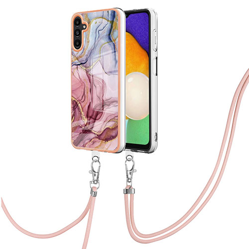 Silicone Candy Rubber Gel Fashionable Pattern Soft Case Cover with Lanyard Strap YB7 for Samsung Galaxy A04s Mixed