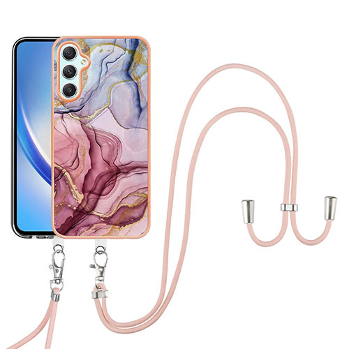 Silicone Candy Rubber Gel Fashionable Pattern Soft Case Cover with Lanyard Strap YB7 for Samsung Galaxy A25 5G Mixed