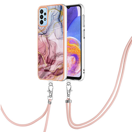 Silicone Candy Rubber Gel Fashionable Pattern Soft Case Cover with Lanyard Strap YB7 for Samsung Galaxy A52 5G Mixed