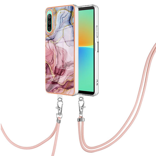 Silicone Candy Rubber Gel Fashionable Pattern Soft Case Cover with Lanyard Strap YB7 for Sony Xperia 10 IV Mixed