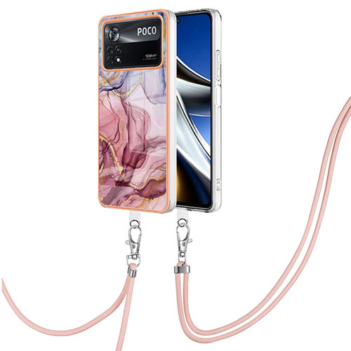 Silicone Candy Rubber Gel Fashionable Pattern Soft Case Cover with Lanyard Strap YB7 for Xiaomi Poco X4 Pro 5G Mixed