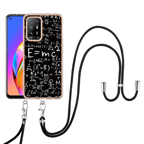 Silicone Candy Rubber Gel Fashionable Pattern Soft Case Cover with Lanyard Strap YB8 for Oppo A94 5G Mixed