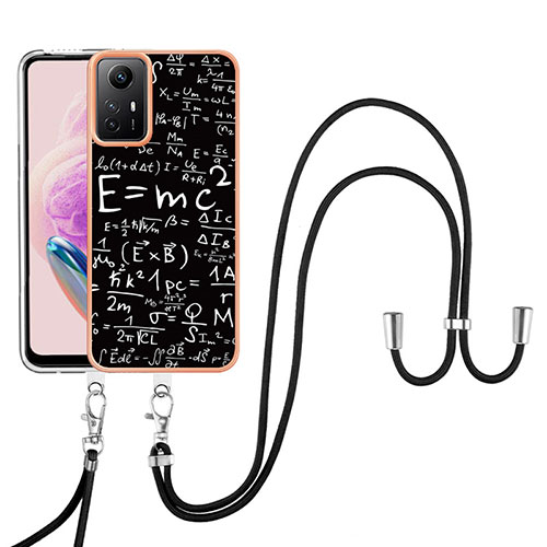 Silicone Candy Rubber Gel Fashionable Pattern Soft Case Cover with Lanyard Strap YB8 for Xiaomi Redmi Note 12S Mixed