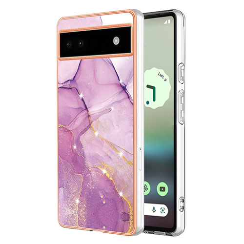 Silicone Candy Rubber Gel Fashionable Pattern Soft Case Cover Y01B for Google Pixel 6a 5G Clove Purple