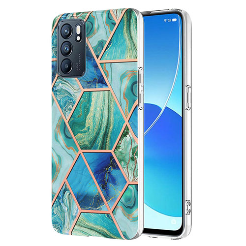 Silicone Candy Rubber Gel Fashionable Pattern Soft Case Cover Y01B for Oppo Reno6 5G Green