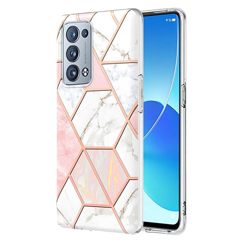 Silicone Candy Rubber Gel Fashionable Pattern Soft Case Cover Y01B for Oppo Reno6 Pro 5G Pink