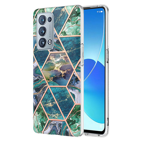 Silicone Candy Rubber Gel Fashionable Pattern Soft Case Cover Y01B for Oppo Reno6 Pro+ Plus 5G Midnight Green