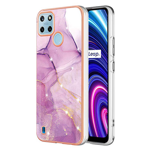 Silicone Candy Rubber Gel Fashionable Pattern Soft Case Cover Y01B for Realme C25Y India Clove Purple