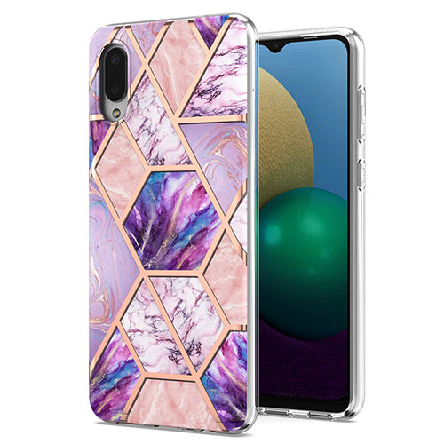 Silicone Candy Rubber Gel Fashionable Pattern Soft Case Cover Y01B for Samsung Galaxy A02 Clove Purple