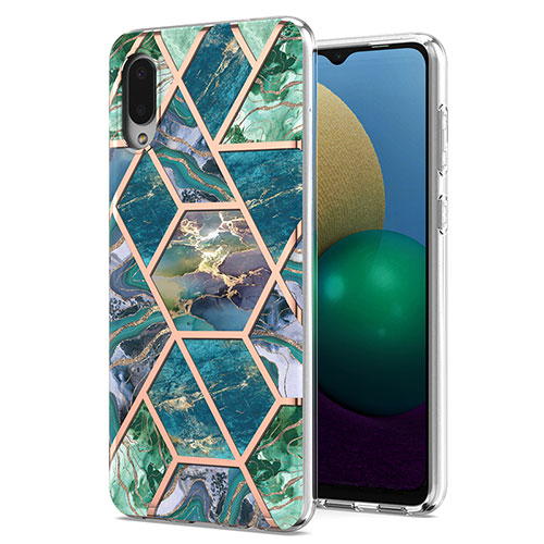 Silicone Candy Rubber Gel Fashionable Pattern Soft Case Cover Y01B for Samsung Galaxy A02 Midnight Green