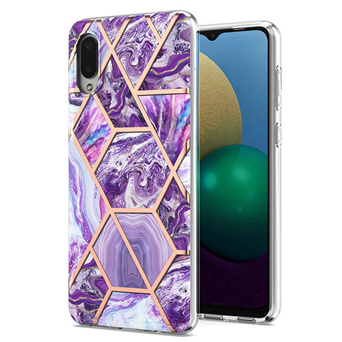 Silicone Candy Rubber Gel Fashionable Pattern Soft Case Cover Y01B for Samsung Galaxy A02 Purple