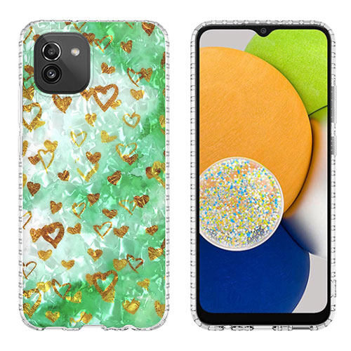 Silicone Candy Rubber Gel Fashionable Pattern Soft Case Cover Y01B for Samsung Galaxy A03 Green