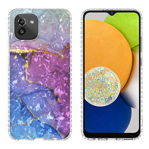 Silicone Candy Rubber Gel Fashionable Pattern Soft Case Cover Y01B for Samsung Galaxy A03 Purple