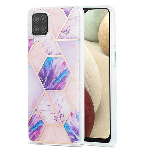 Silicone Candy Rubber Gel Fashionable Pattern Soft Case Cover Y01B for Samsung Galaxy A12 5G Clove Purple