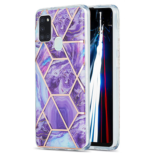 Silicone Candy Rubber Gel Fashionable Pattern Soft Case Cover Y01B for Samsung Galaxy A21s Purple