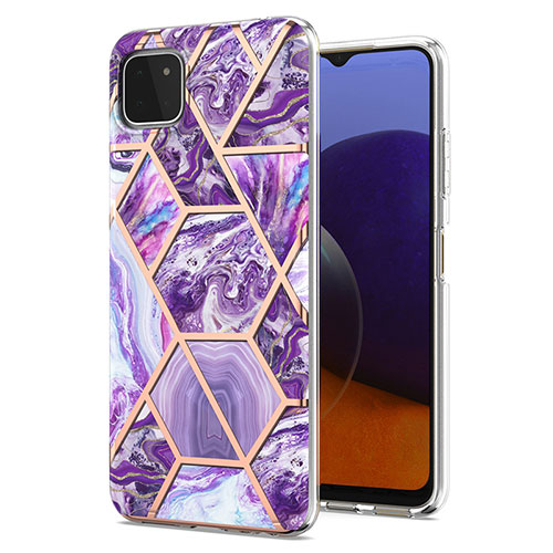 Silicone Candy Rubber Gel Fashionable Pattern Soft Case Cover Y01B for Samsung Galaxy A22 5G Purple