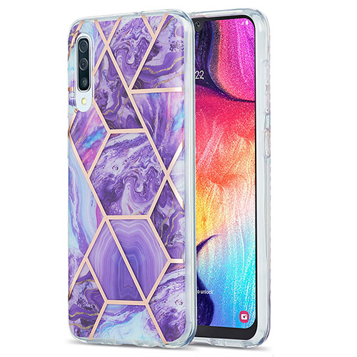 Silicone Candy Rubber Gel Fashionable Pattern Soft Case Cover Y01B for Samsung Galaxy A30S Purple