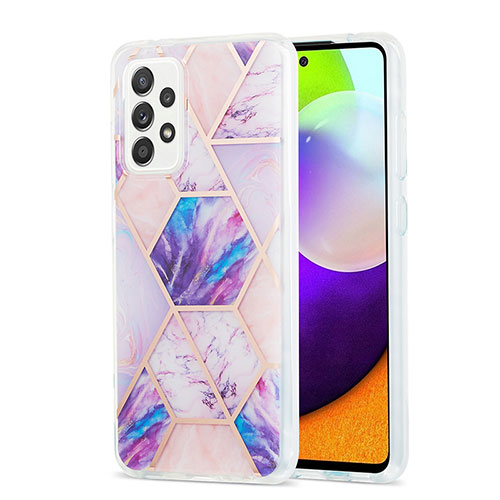 Silicone Candy Rubber Gel Fashionable Pattern Soft Case Cover Y01B for Samsung Galaxy A52 5G Clove Purple