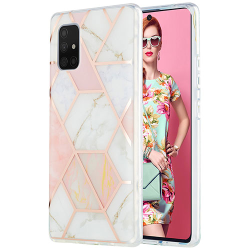 Silicone Candy Rubber Gel Fashionable Pattern Soft Case Cover Y01B for Samsung Galaxy A71 4G A715 Pink