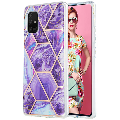 Silicone Candy Rubber Gel Fashionable Pattern Soft Case Cover Y01B for Samsung Galaxy A71 4G A715 Purple