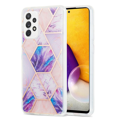 Silicone Candy Rubber Gel Fashionable Pattern Soft Case Cover Y01B for Samsung Galaxy A72 4G Clove Purple