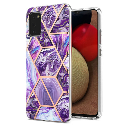 Silicone Candy Rubber Gel Fashionable Pattern Soft Case Cover Y01B for Samsung Galaxy F02S SM-E025F Purple