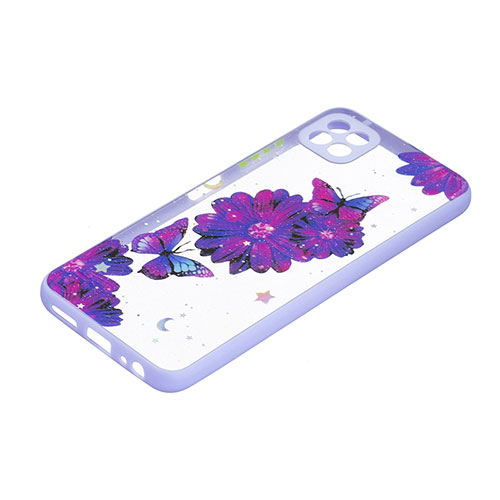 Silicone Candy Rubber Gel Fashionable Pattern Soft Case Cover Y01X for Samsung Galaxy A22 5G Purple