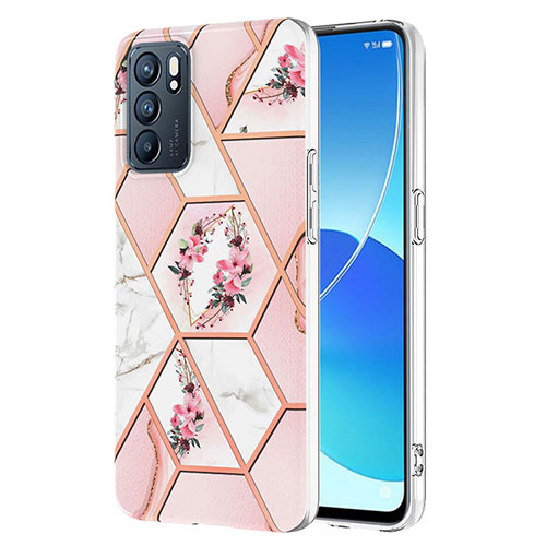 Silicone Candy Rubber Gel Fashionable Pattern Soft Case Cover Y02B for Oppo Reno6 5G Pink