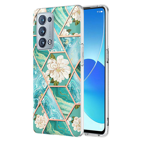 Silicone Candy Rubber Gel Fashionable Pattern Soft Case Cover Y02B for Oppo Reno6 Pro 5G Green