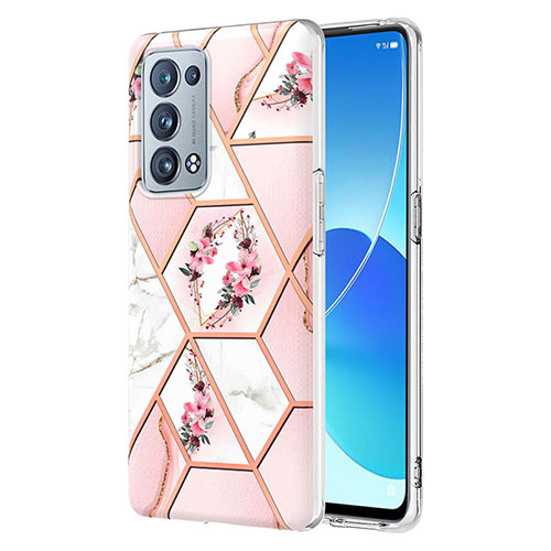 Silicone Candy Rubber Gel Fashionable Pattern Soft Case Cover Y02B for Oppo Reno6 Pro 5G Pink