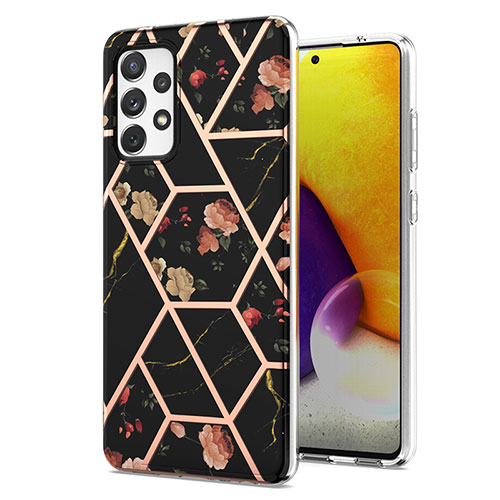 Silicone Candy Rubber Gel Fashionable Pattern Soft Case Cover Y02B for Samsung Galaxy A72 4G Black