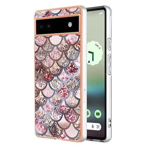 Silicone Candy Rubber Gel Fashionable Pattern Soft Case Cover Y03B for Google Pixel 6a 5G Brown