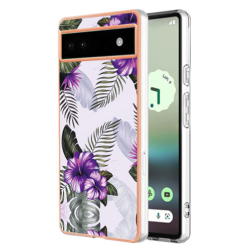 Silicone Candy Rubber Gel Fashionable Pattern Soft Case Cover Y03B for Google Pixel 6a 5G Purple