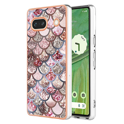 Silicone Candy Rubber Gel Fashionable Pattern Soft Case Cover Y03B for Google Pixel 7a 5G Brown