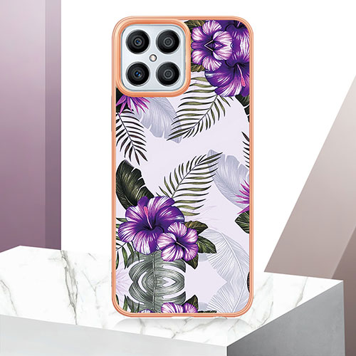 Silicone Candy Rubber Gel Fashionable Pattern Soft Case Cover Y03B for Huawei Honor X8 4G Purple