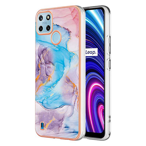 Silicone Candy Rubber Gel Fashionable Pattern Soft Case Cover Y03B for Realme C21Y Blue