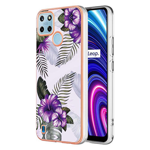 Silicone Candy Rubber Gel Fashionable Pattern Soft Case Cover Y03B for Realme C25Y India Purple