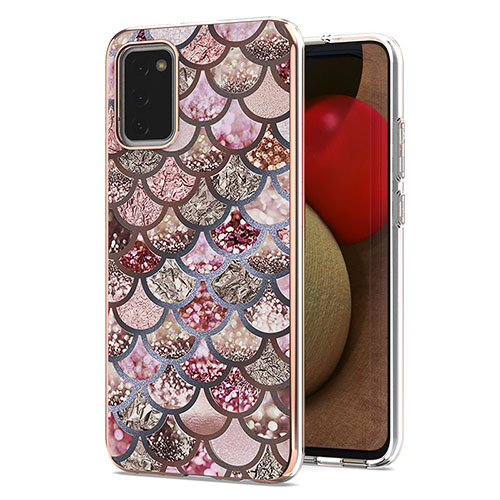 Silicone Candy Rubber Gel Fashionable Pattern Soft Case Cover Y03B for Samsung Galaxy A03s Brown